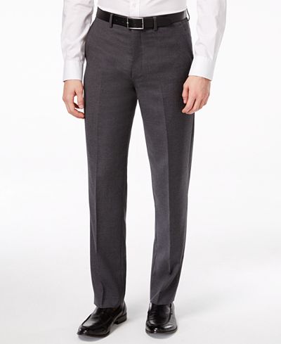Ryan Seacrest Distinction Solid Grey Slim-Fit Pants