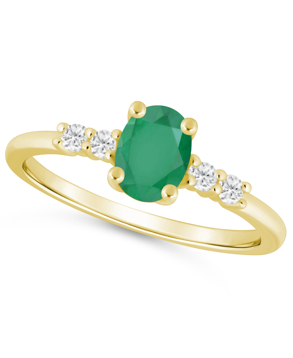 Macy's Gemstone And Diamond Ring (1/6 Ct. T.w.) In 10k White Gold (also In 10k Yellow Gold) In Gold