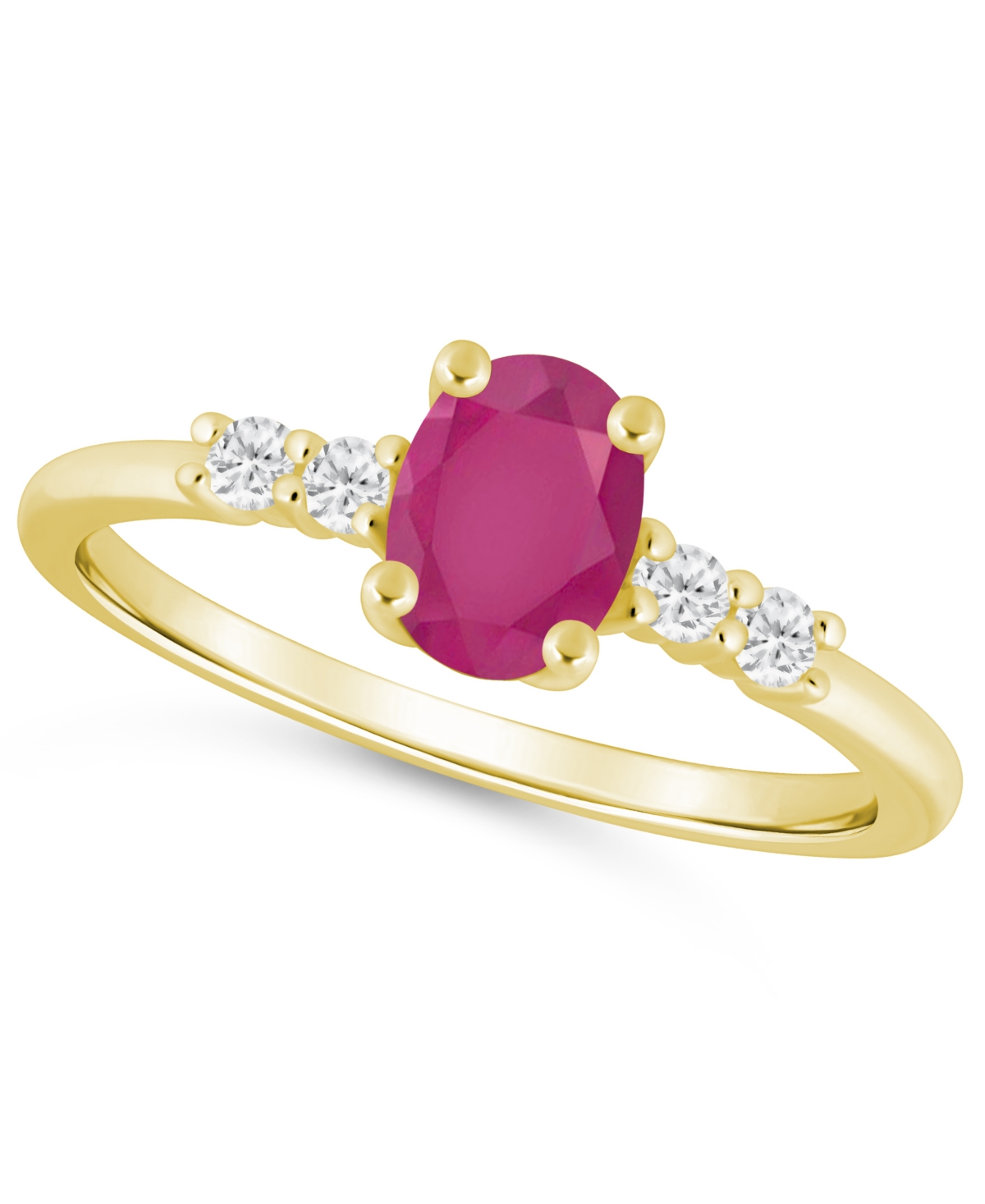 Macy's Gemstone And Diamond Ring (1/6 Ct. T.w.) In 10k White Gold (also In 10k Yellow Gold) In Gold