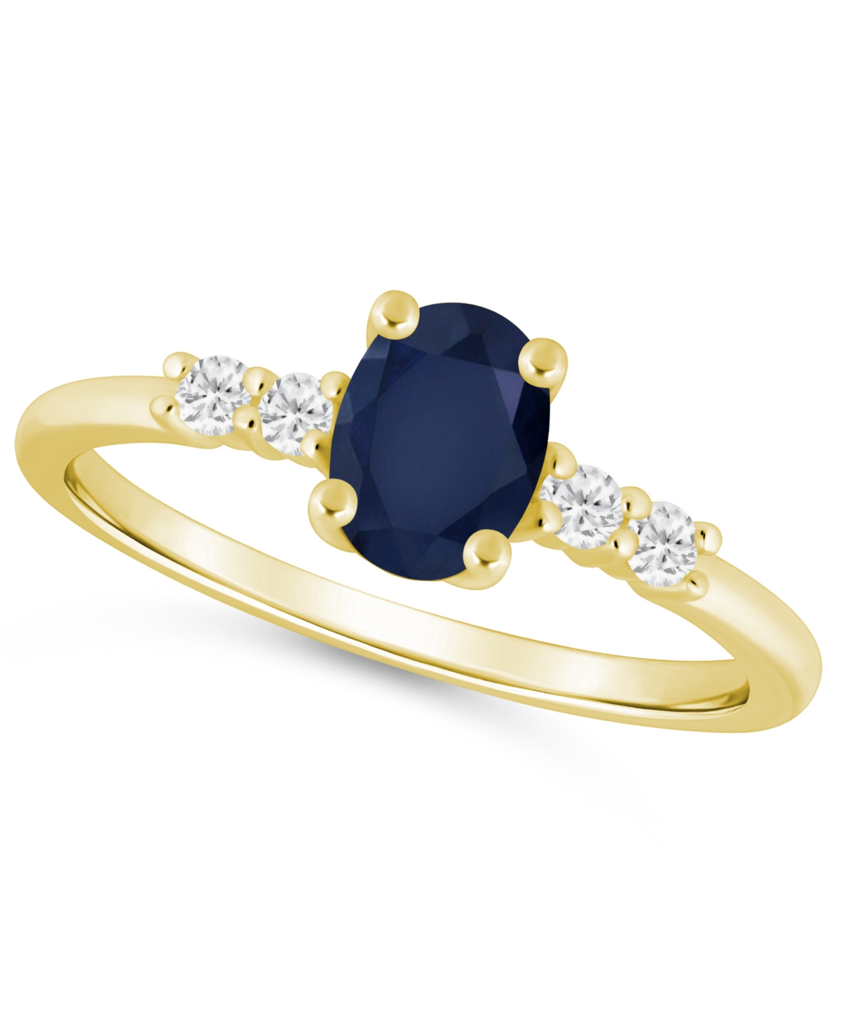 Macy's Gemstone And Diamond Ring (1/6 Ct. T.w.) In 10k White Gold (also In 10k Yellow Gold) In Gold