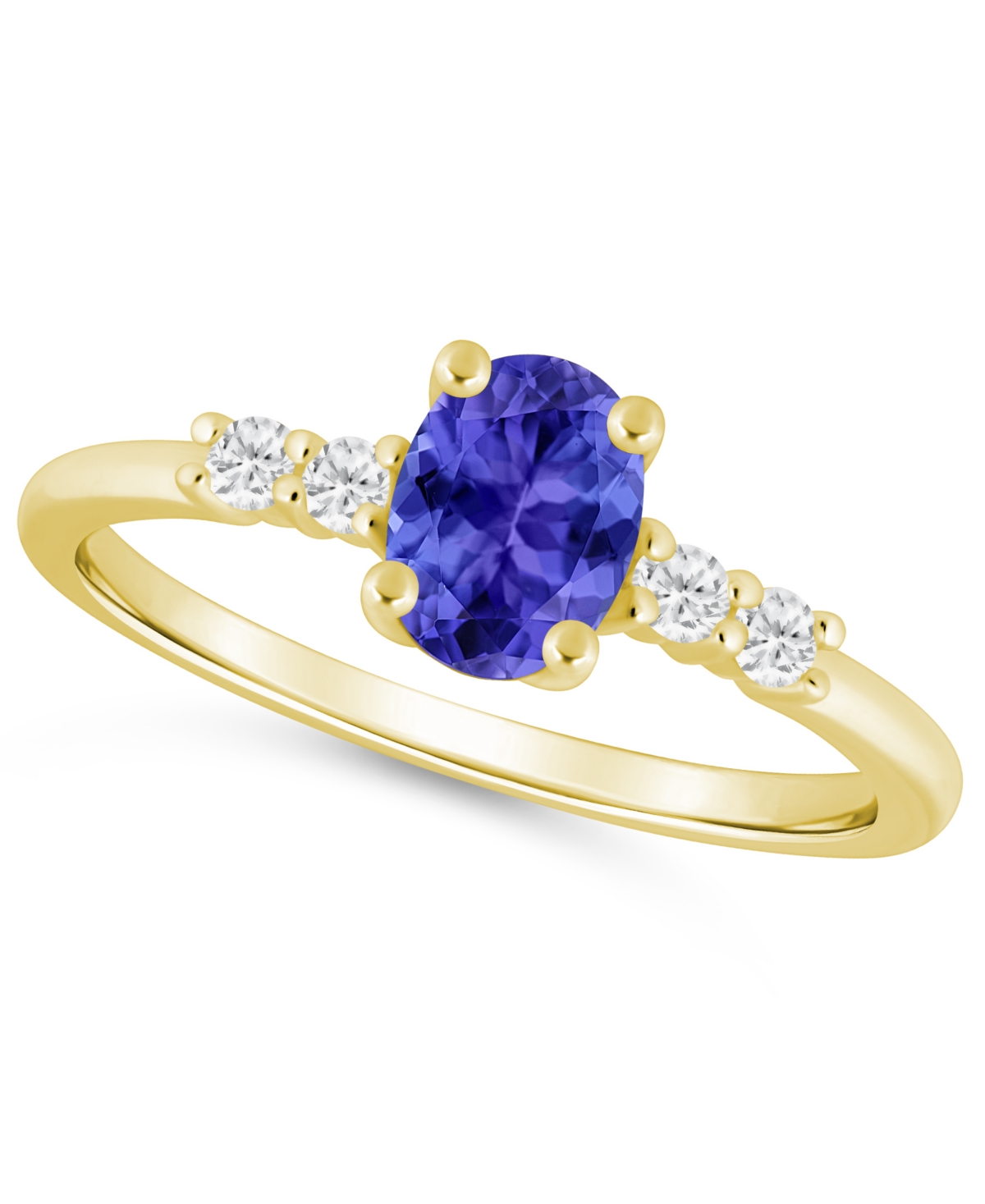 Macy's Gemstone And Diamond Ring (1/6 Ct. T.w.) In 10k White Gold (also In 10k Yellow Gold) In Purple