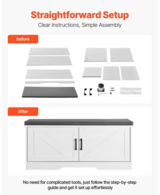 Wood, Linen, Foam, Fabric Padded Seat and Storage Shelf Entryway Shoe Rack Bench