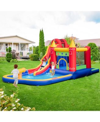 9-in-1 Inflatable Bounce Castle with Water Slide and Splash Pool without Blower