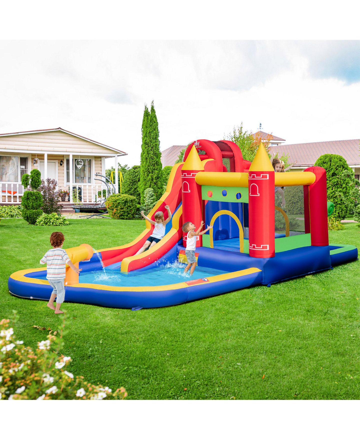 Детская игрушка SUGIFT 9-in-1 Inflatable Bounce Castle with Water Slide and Splash Pool, Ages 3+, цвет: Синий — фото 11