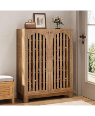 Shoe Cabinet with Airy Doors, 6-Tier Entryway Shoe Storage Rack Organizer with Adjustable Shelves