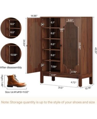 Shoe Cabinet with Doors, 5-Tier Shoe Storage Cabinet with Adjustable Shelves