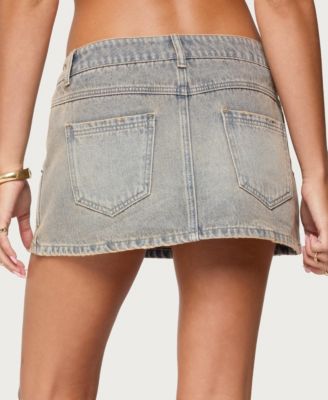 Women's Wrap Mud Wash Denim Mini Skirt