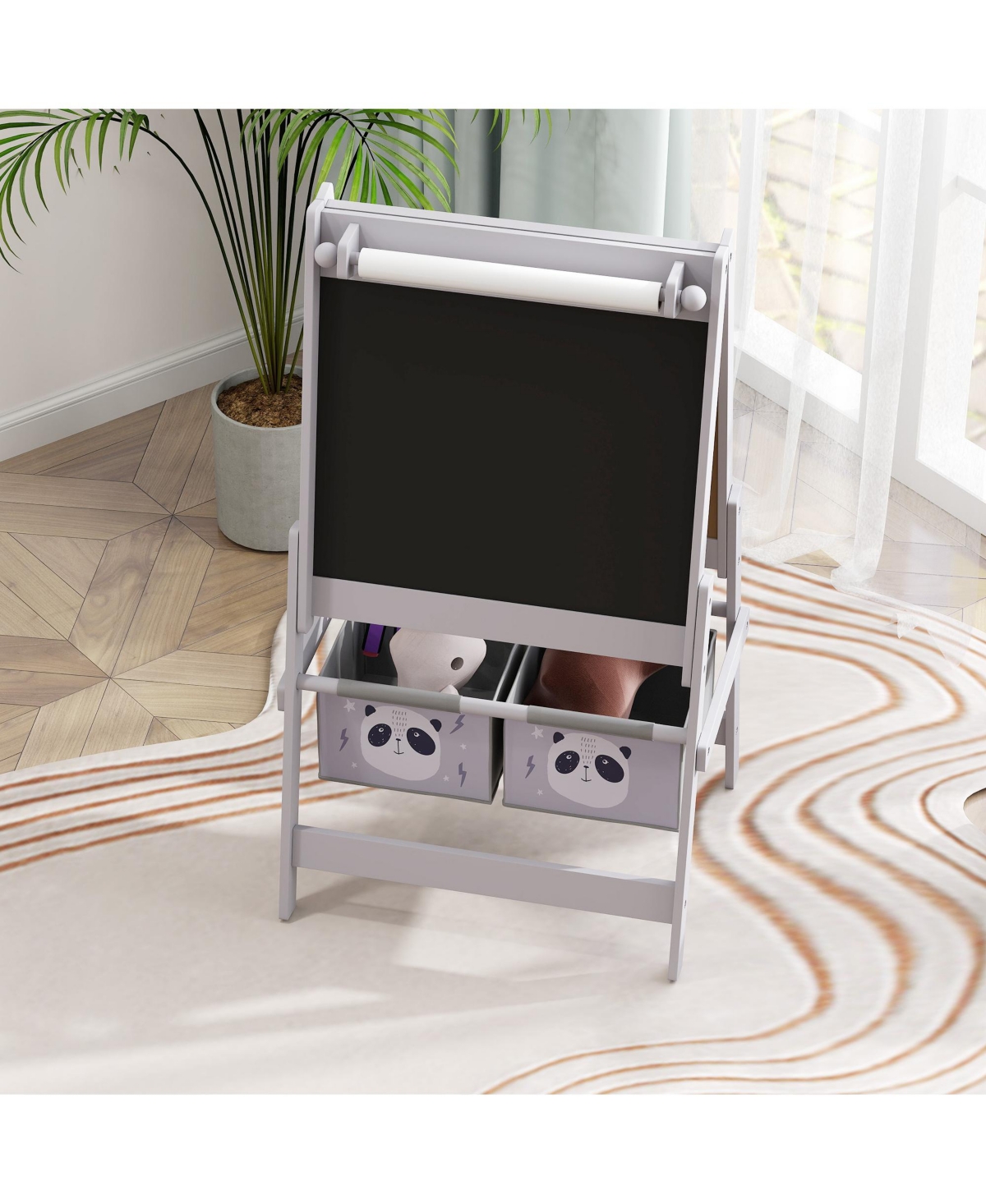 Qaba Art Easel for Kids with Paper Roll, board, board, Storage