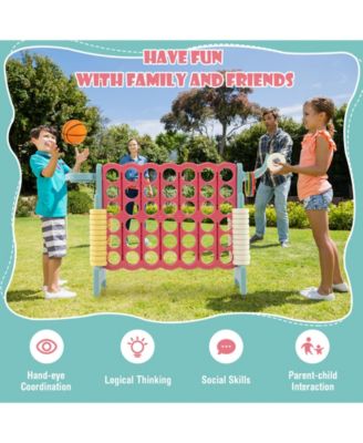 4-in-a-Row Connect Game with Basketball Hoop and Toss Ring-Blue