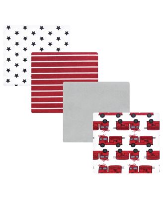 Cotton Flannel Receiving Blankets 4-Pack, Fire Truck