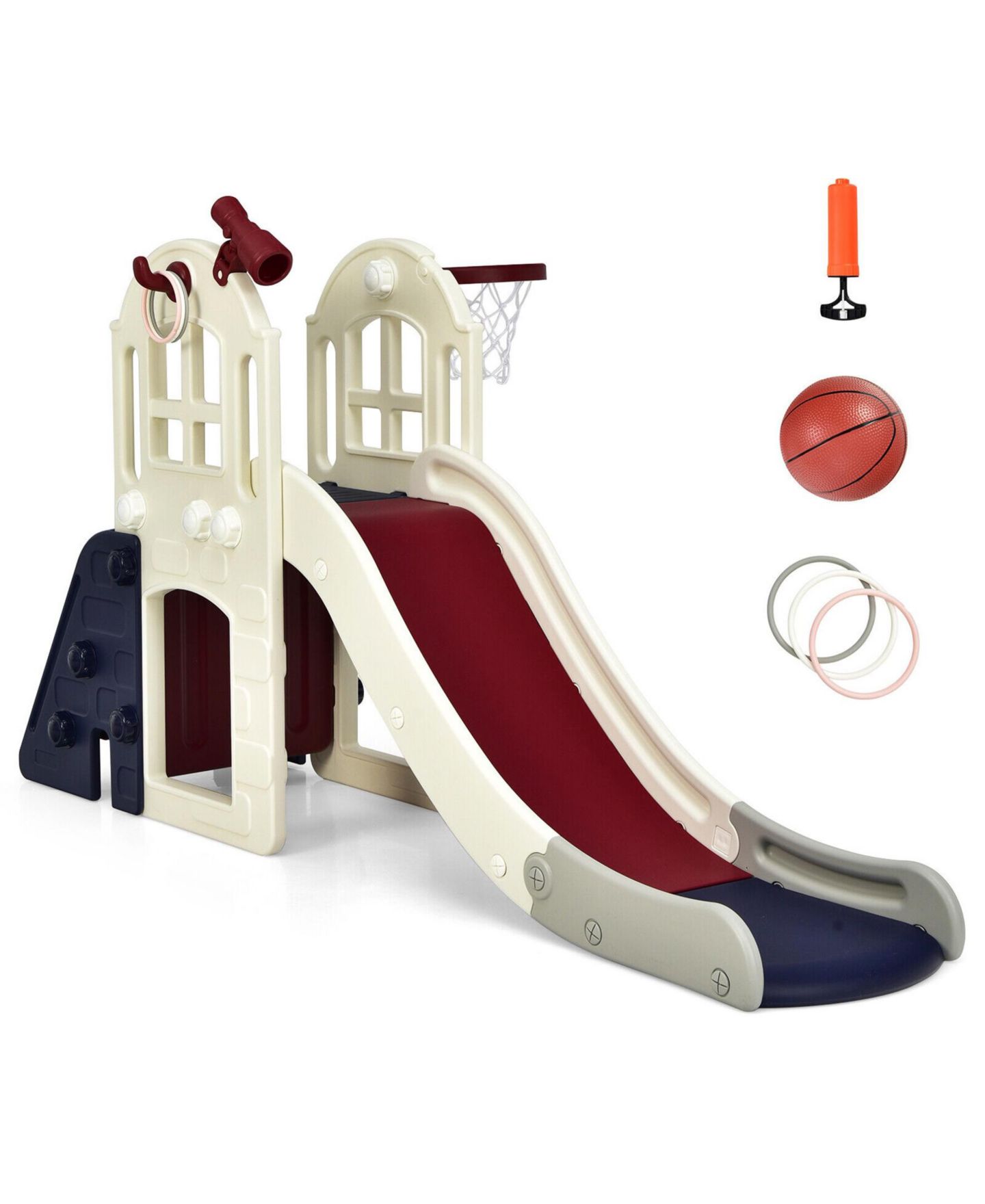 Детский игровой набор SUGIFT 6-in-1 Large Climber Slide Playset, Supports Up to 110 lbs., Ages 3+, цвет: Бежевый — фото 1