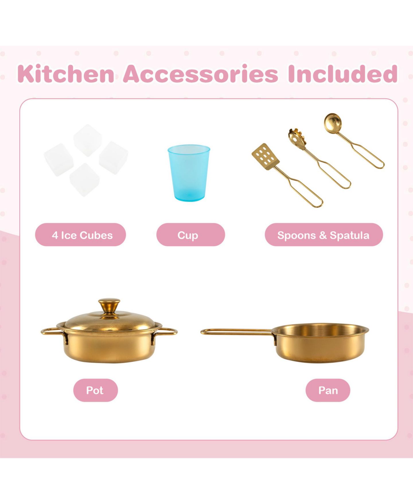 Детская игрушка SUGIFT Toddler Pretend Play Kitchen for Boys and Girls 3-6 Years, цвет: Розовый — фото 9
