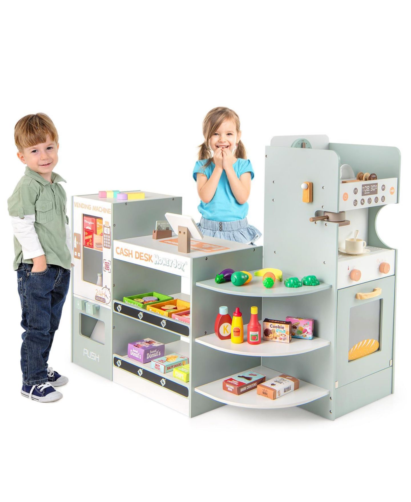 Детский игровой набор Mecale Grocery Store Vending Machine 30-Piece Playset, Ages 3+, цвет: Зелёный — фото 1
