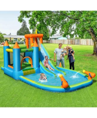 Inflatable Water Slide Kids Bounce House Splash Water Pool with 735W Blower