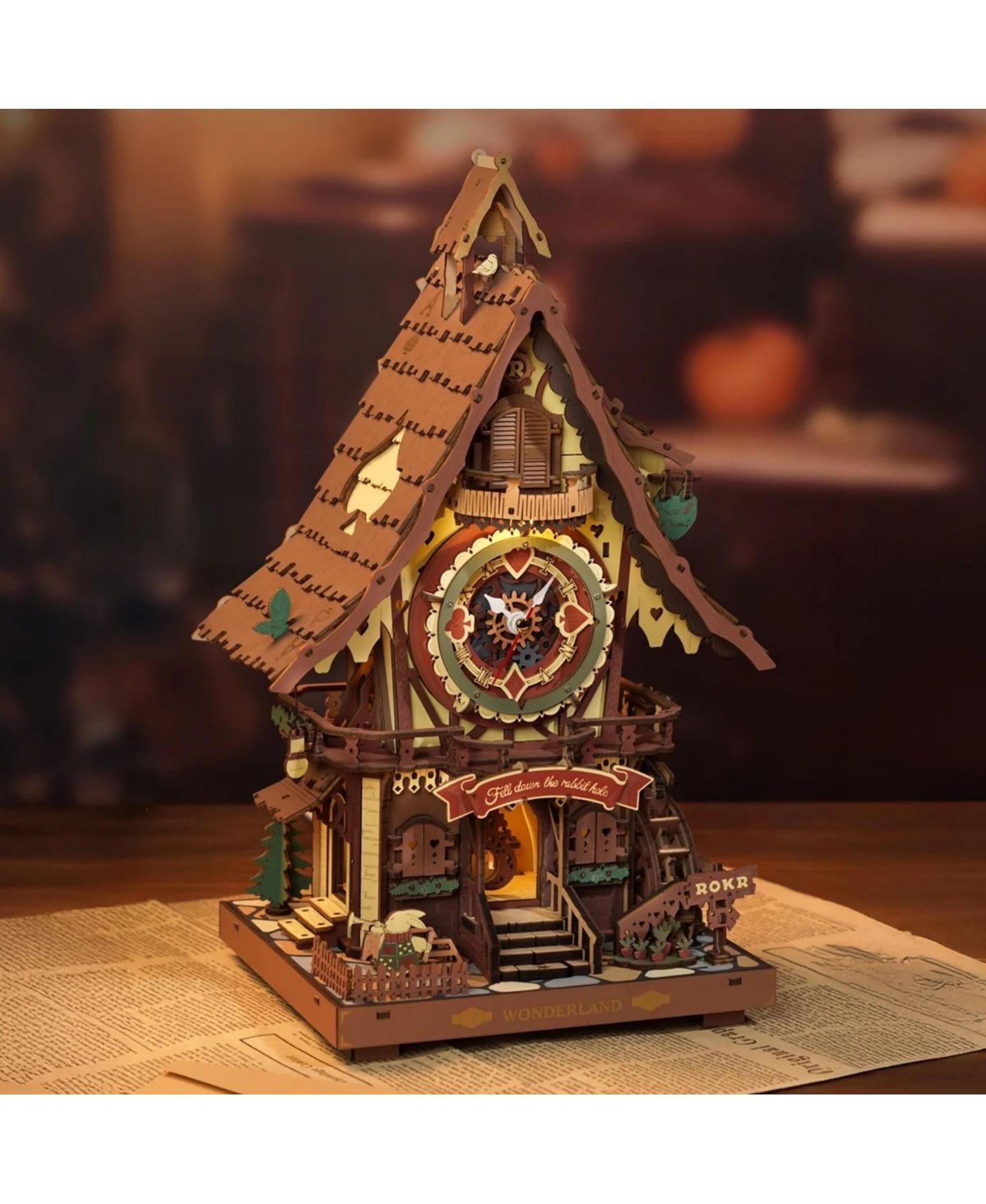 Детские конструкторы Robotime Cuckoo Clock 200+ Piece Mechanical 3D Wooden Puzzle, Ages 14+ — фото 3