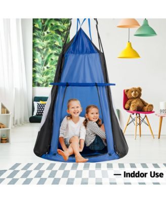 2-in-1 40 Inch Kids Hanging Chair Detachable Swing Tent Set-Blue