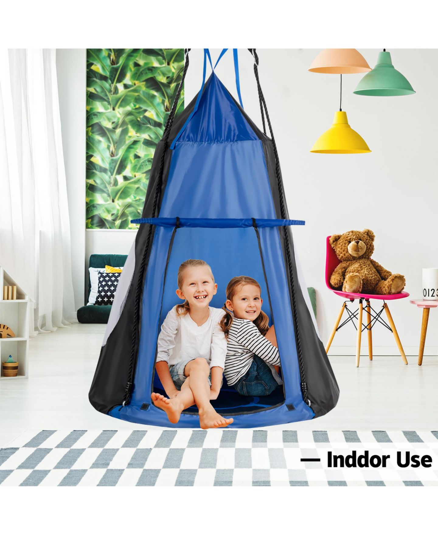 Детские игрушки SUGIFT 2-in-1 40-Inch Detachable Tent Swing Set, Fits 2-3 Kids, Ages 3-10, цвет: Синий — фото 8