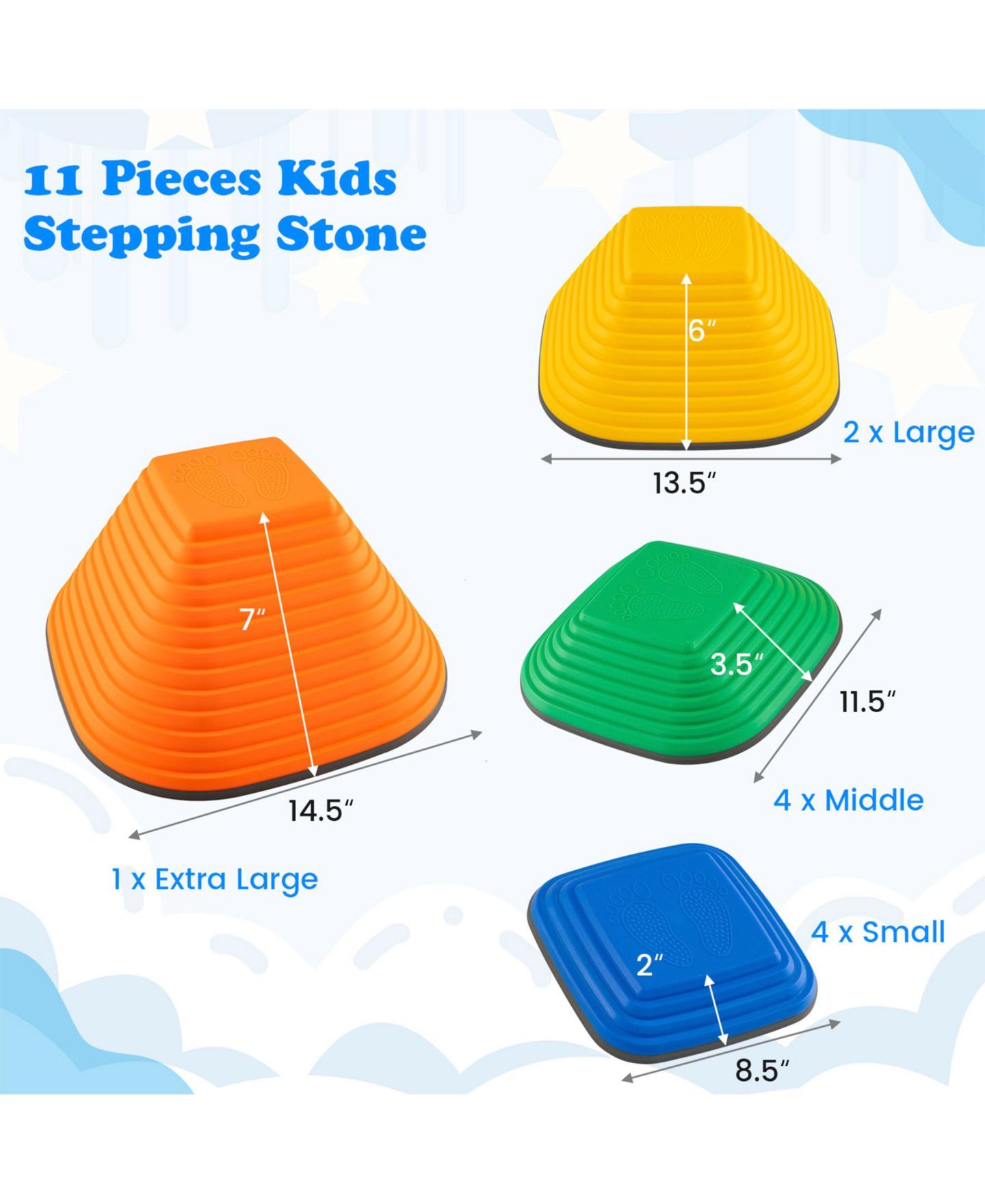 Детские игрушки SUGIFT Stackable Non-Slip Stepping Stone Set, 11-Piece, Ages 3+, цвет: Красный — фото 3