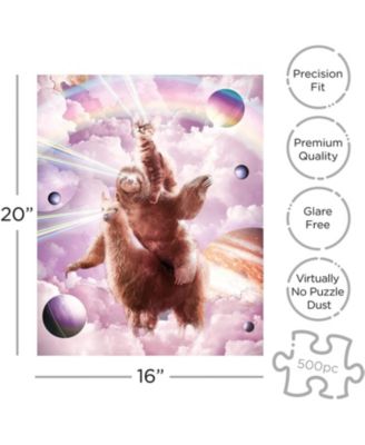 Random Galaxy Laser Eyes Cat Sloth Llama 500 Piece Jigsaw Puzzle
