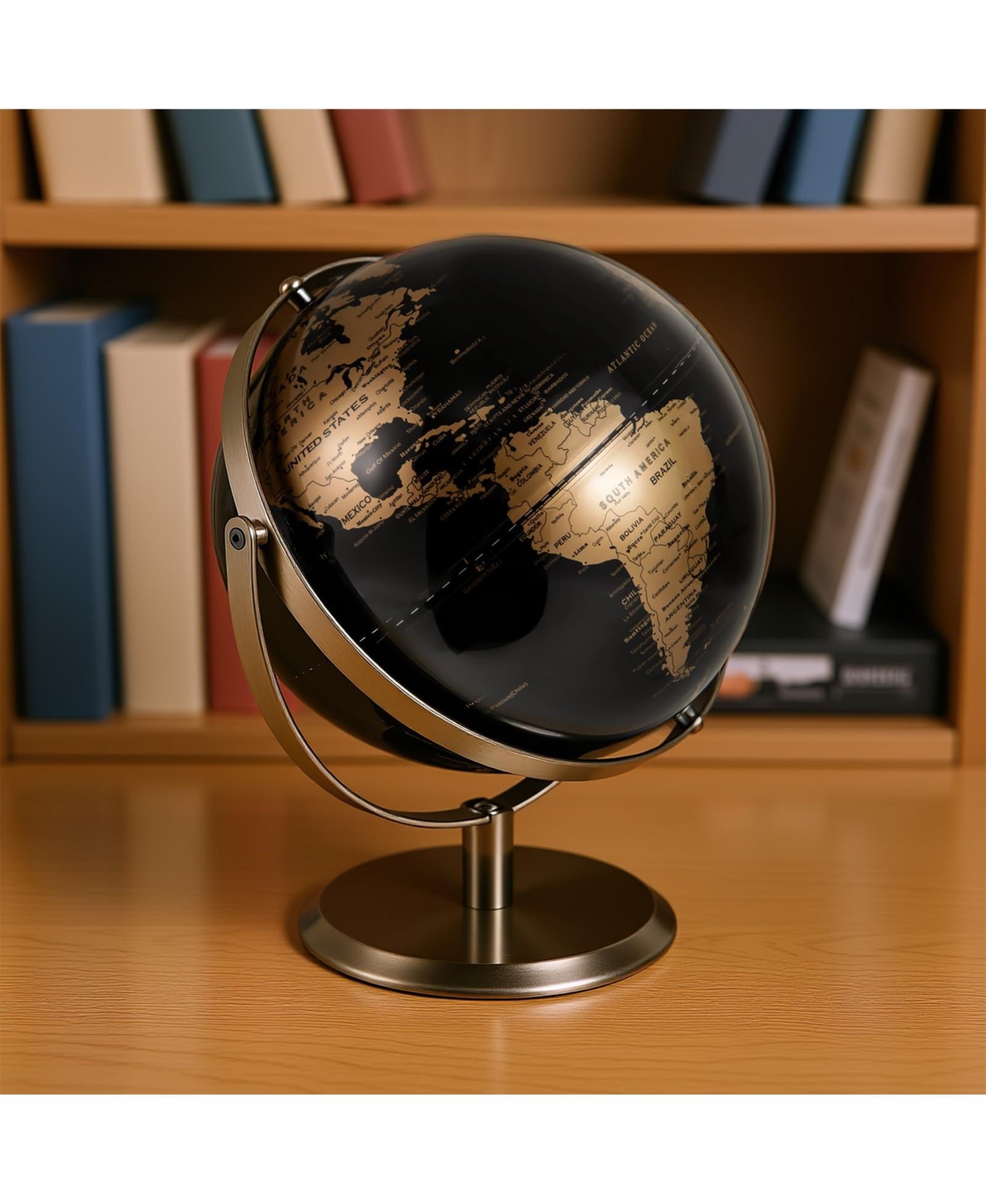 Mecale 9-Inch Metallic Black World Globe with Metal Stand