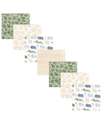 Hudson Baby Cotton Flannel Receiving Blankets 7-Pack Bundle, Wild Leaf Safari , One Size - Wild leaf safari