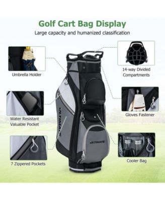 14-Way Golf Cart Stand Bag with Waterproof Rain Hood
