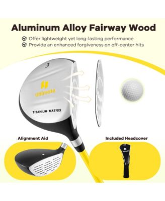 34 Inch 165CC Junior #3 Fairway Wood Golf Club with Fiberglass Shaft for Kids Ages 8-10