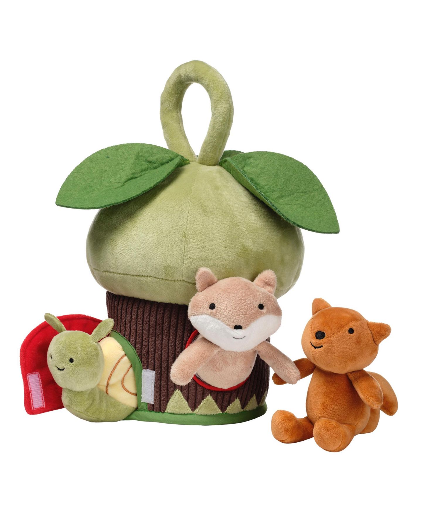 Детские мягкие игрушки Lambs & Ivy Fox, Squirrel, and Snail Treehouse 10.5" Interactive Plush, 4-Piece Set, цвет: Зелёный — фото 4