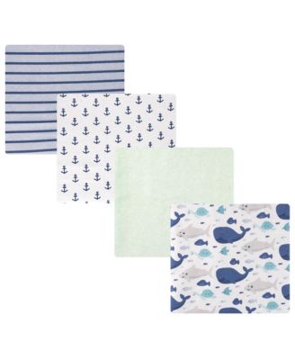 Hudson Baby Cotton Flannel Receiving Blankets 4-Pack, Sea Friends - Sea friends
