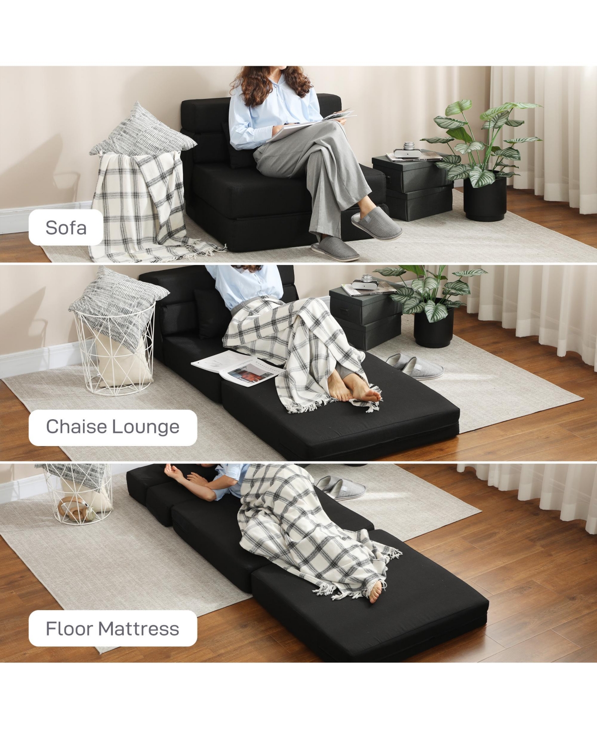 Homcom Folding Sofa Bed, Sleeper Chair with Pillow, Light