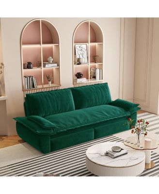 73.2" Queen Pull-Out Sofa Bed – 3-in-1 Convertible Velvet Sleeper with Chaise Lounge for Living or Guest Room