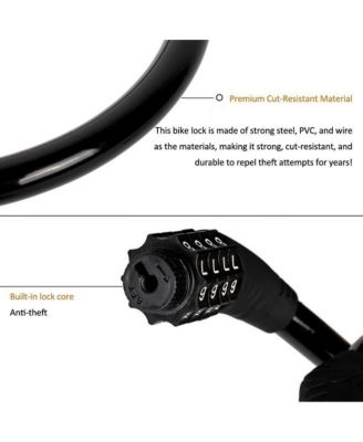 Bike Lock with 4-Digit Adjustable Combination Cable , 2Ft x 1/2 Inch