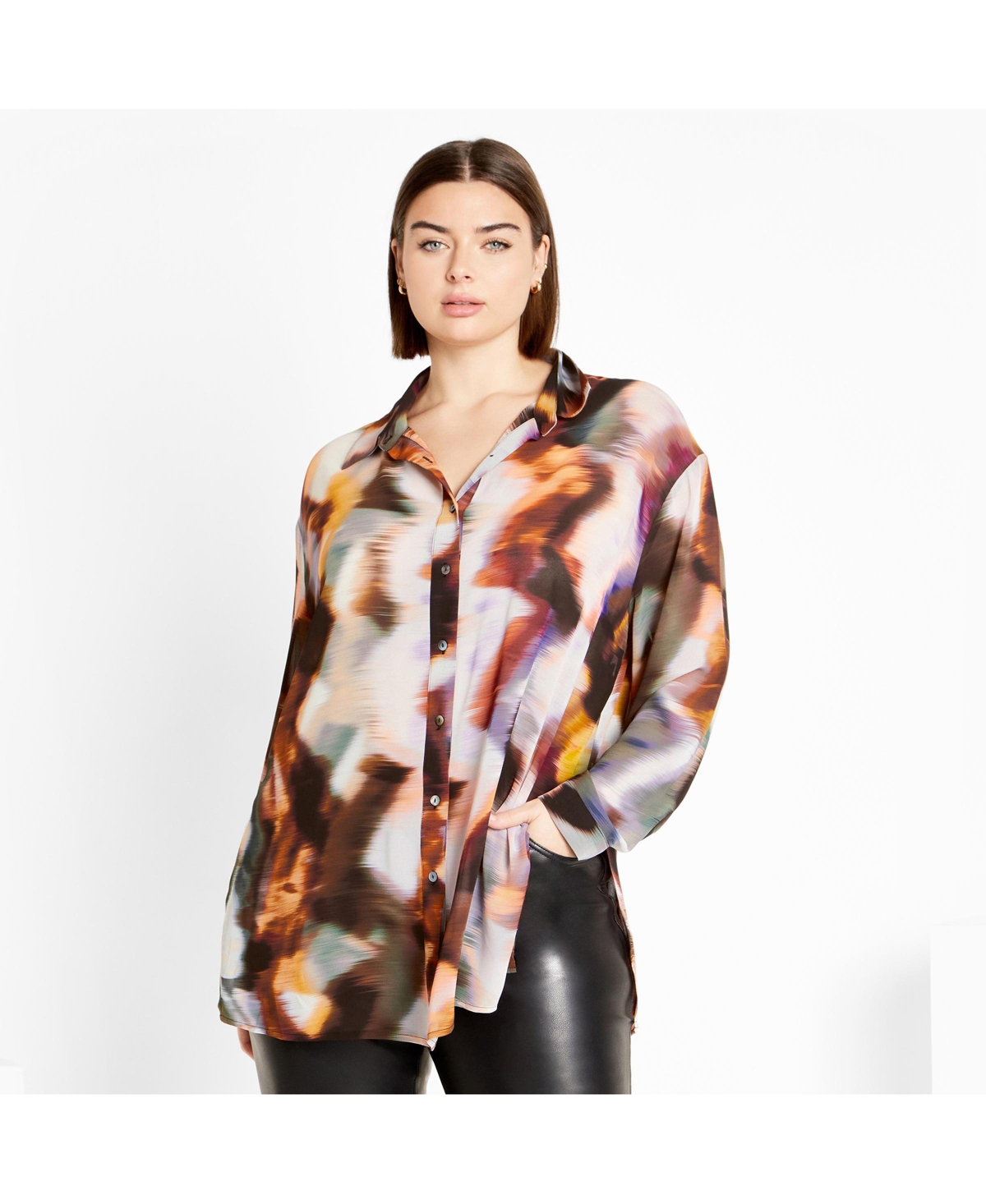 City Chic Women's Sheer Lover Print Shirt