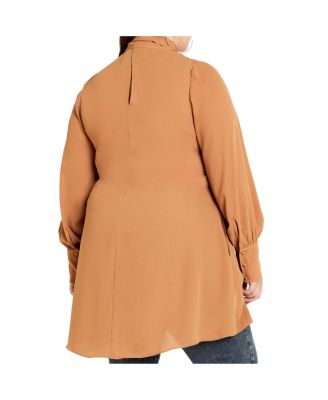 Plus Size Neck Tie Tunic Top
