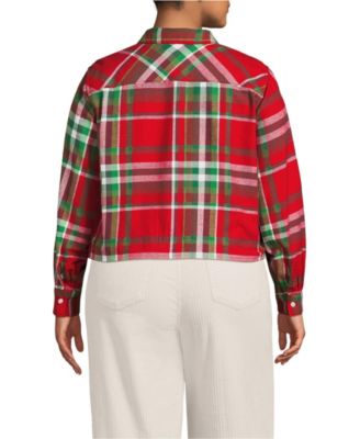 Plus Size Cropped Flannel Shirt