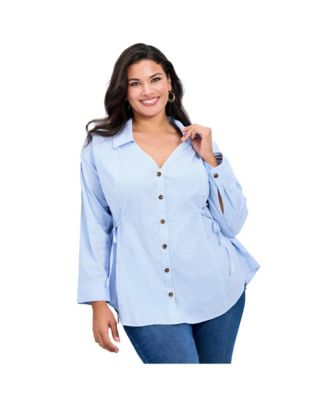 Women's Ray Stripe Poplin Shirt with Tie Detail