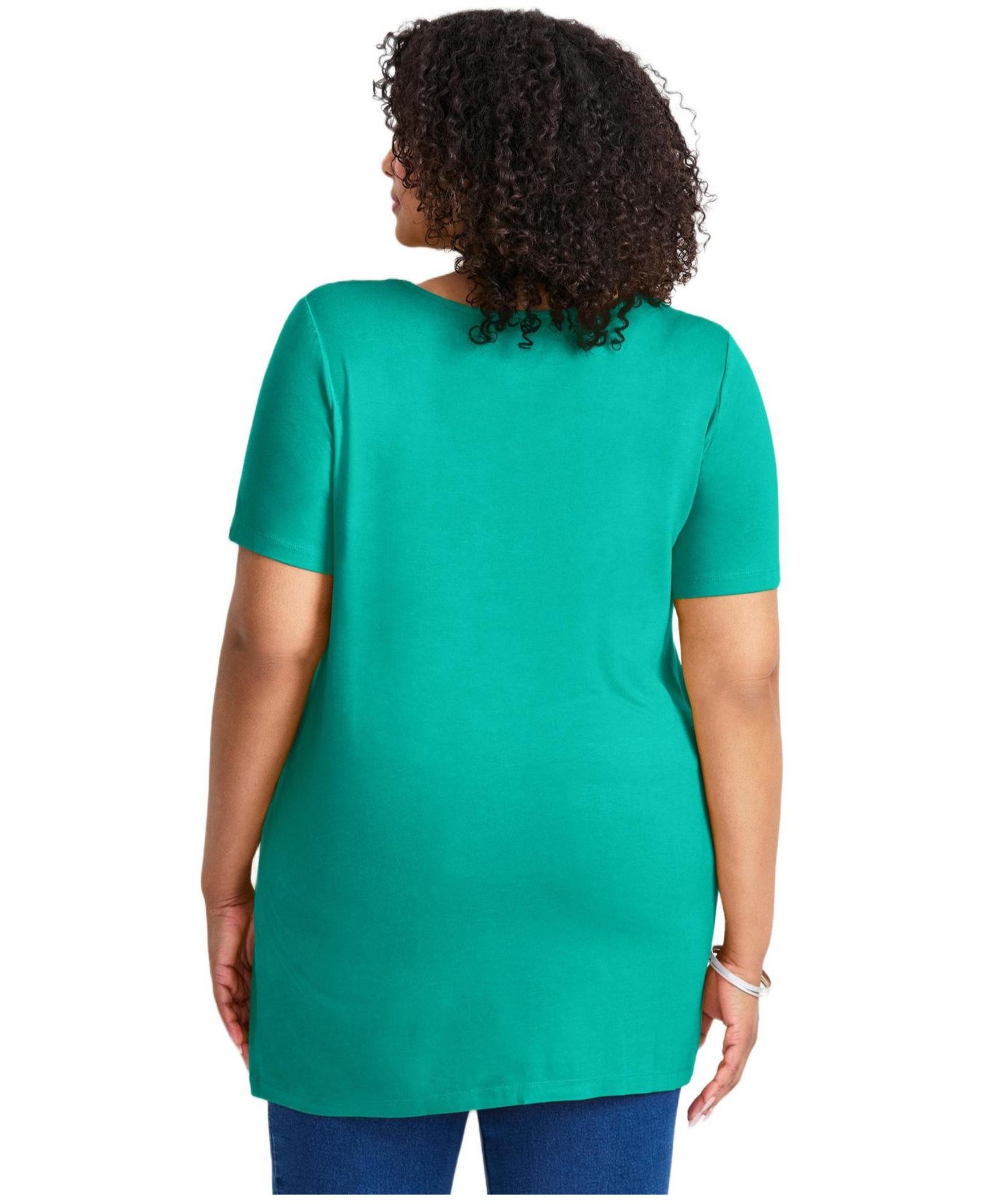 Женская футболка Avenue Plus Size Button Detail Tunic, цвет: Аквамариновый морской — фото 2
