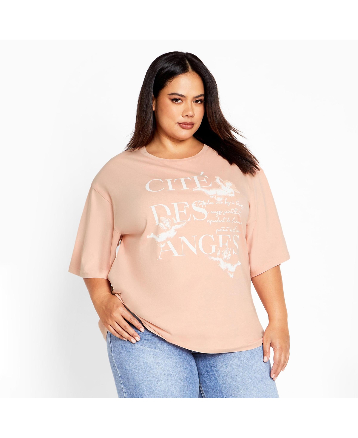 City Chic Women's Oversized Angels Tee