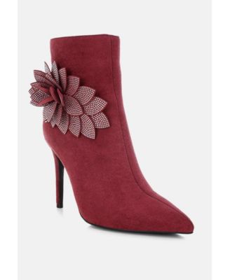 Womens Yarrow Rhinestones Petal Detail Boots