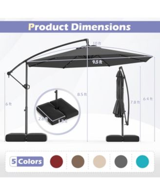 Offset Patio Umbrella with Base and 32 LED Lights