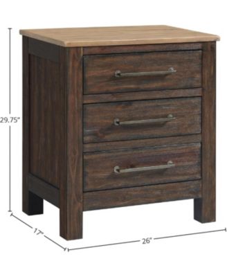 Nightstand, 3 Drawer in Driftwood and Sable