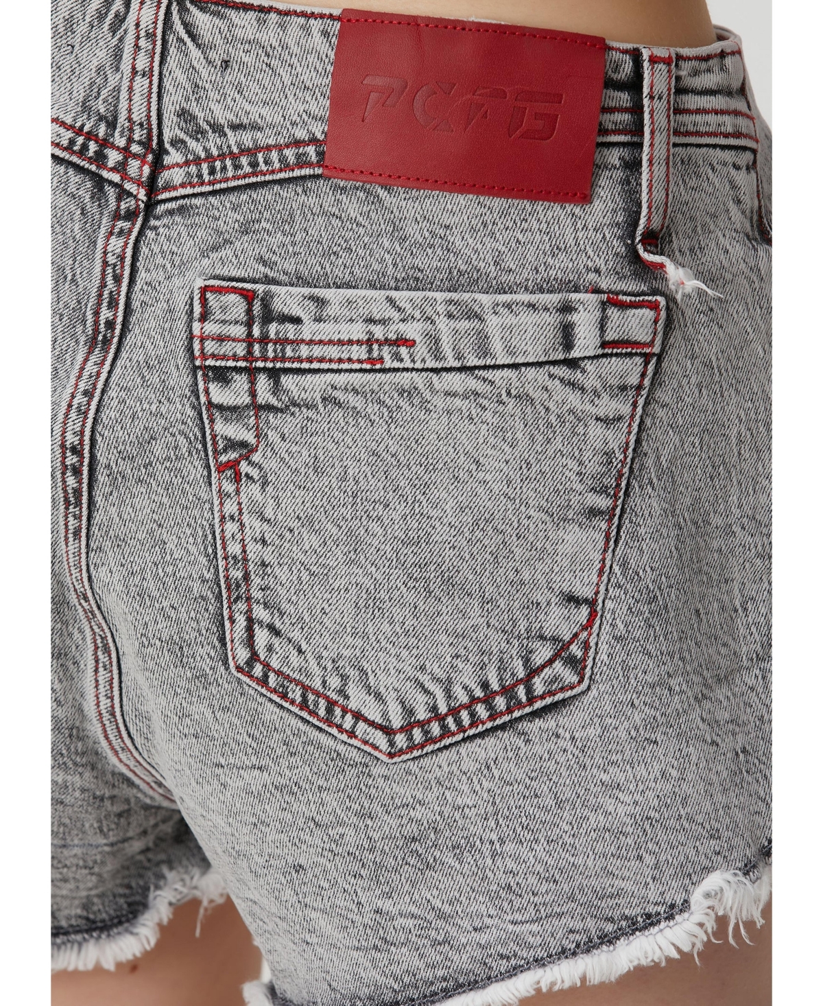 Pcfg Women's Faded Distressed Denim Super Mini Shorts