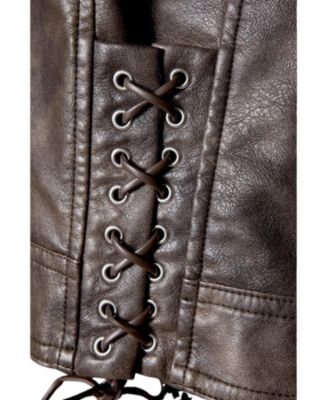 Women's Oversized Whipstitch Leather Look Jacket