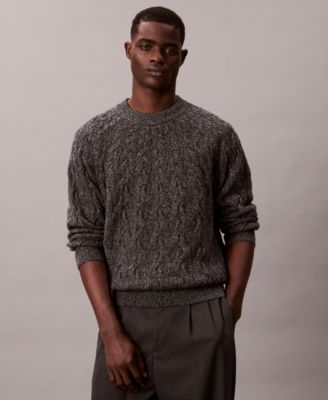 Men's Lambswool Blend Cable-Knit Crewneck Sweater
