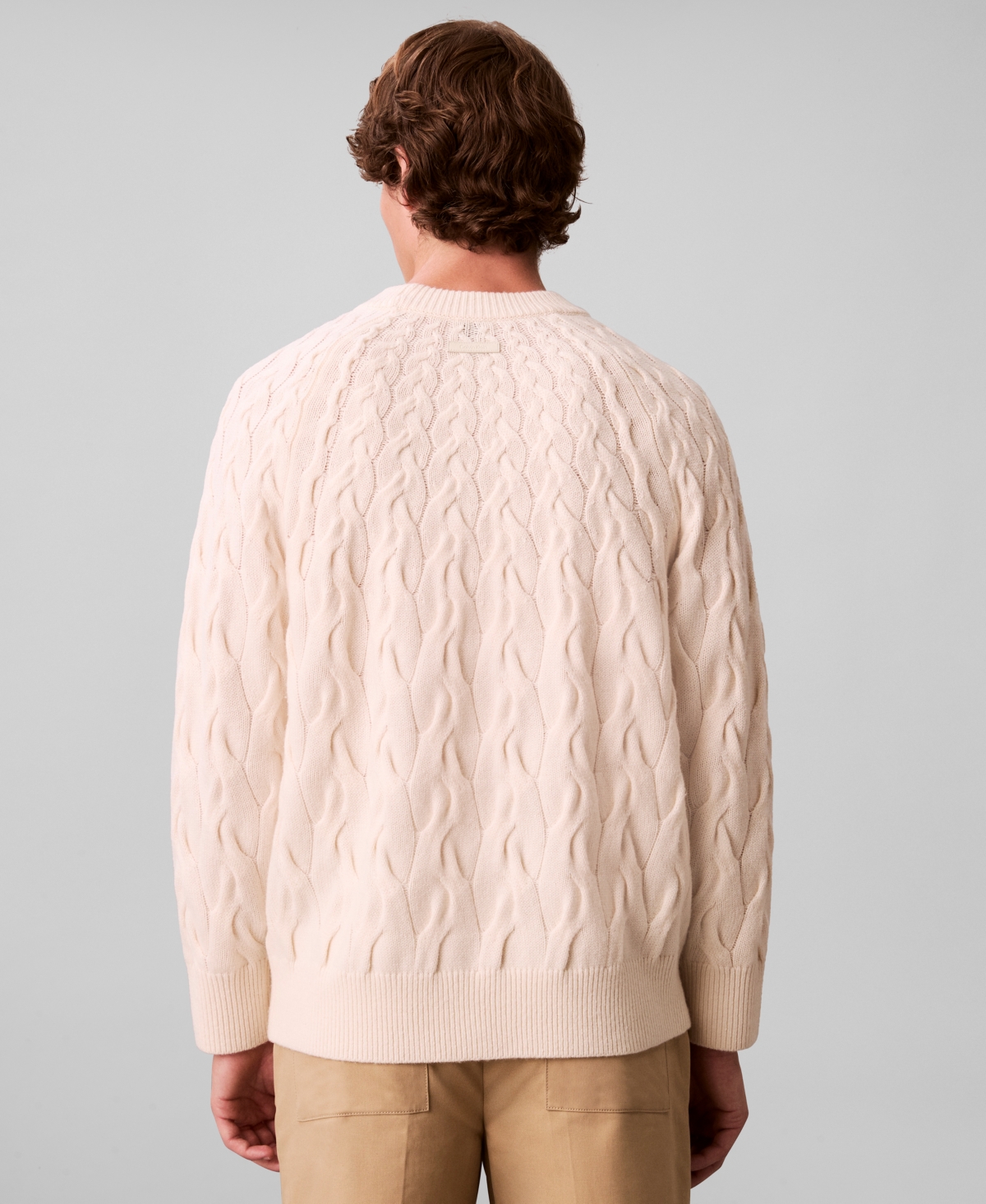 Calvin Klein Men's Lambswool Blend Cable-Knit Crewneck Sweater