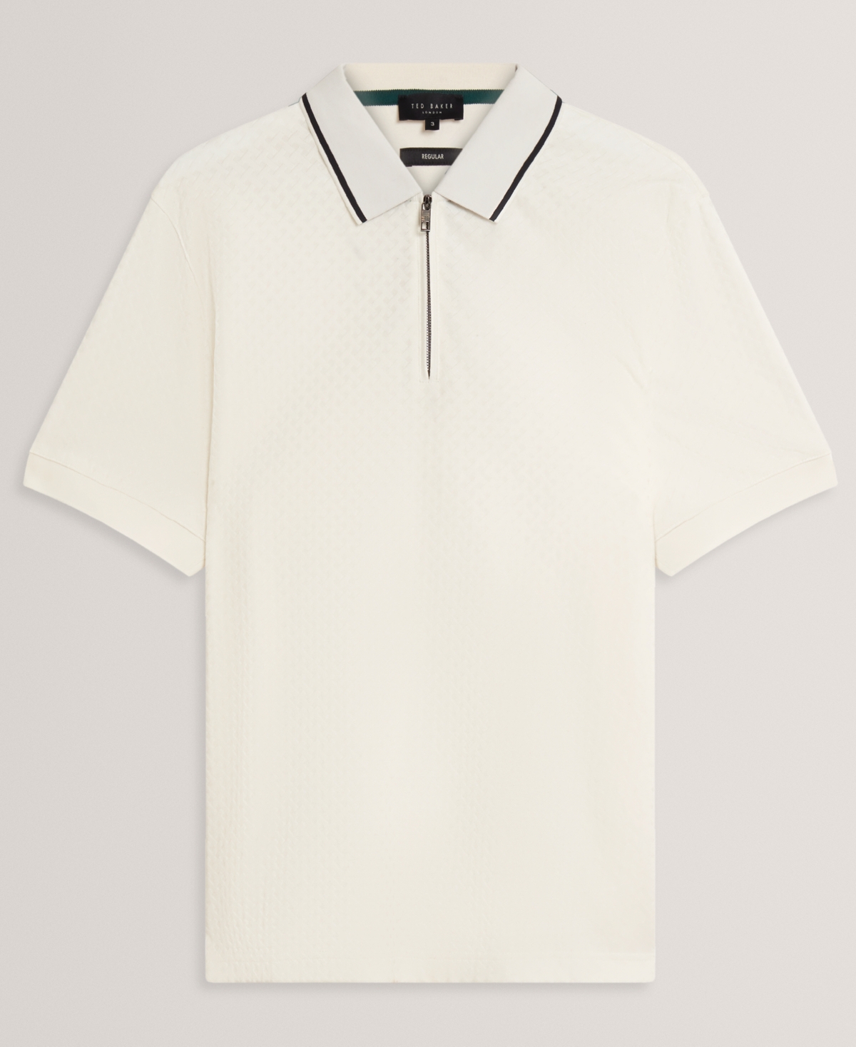 Ted Baker Cophen T Texture Zip Neck Polo Shirt In White