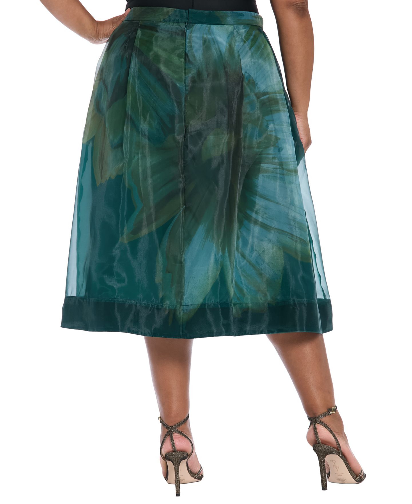 Женская юбка Muse Plus Size Pleated Organza Midi, цвет: Бирюзовый — фото 3