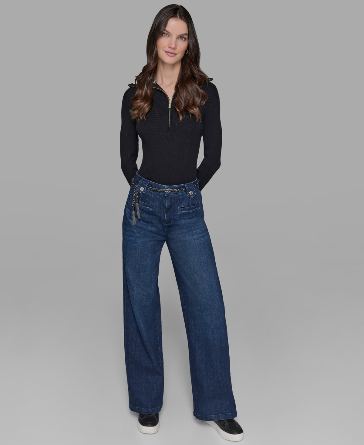 Karl Lagerfeld Women's Denim Wide-leg Jeans In Blue