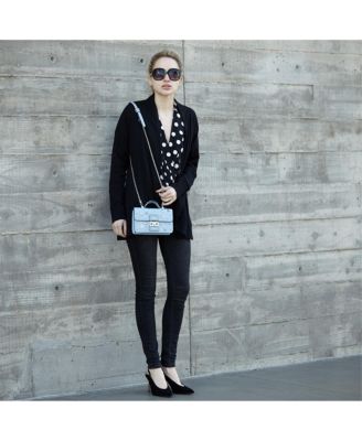 Small Leather Crossbody Bag Studded Purse Top Handle Structured Handbag