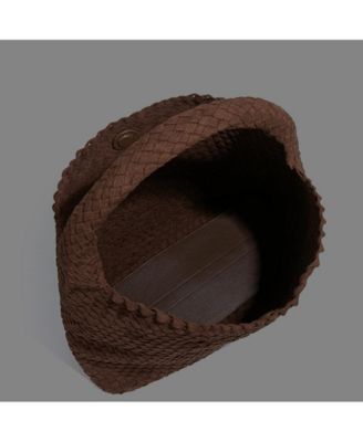 Brown and Espresso Suede Woven Hobo Bag Large Slouchy Shoulder Tote Handbag for Women Soft Braided Texture Work Purse